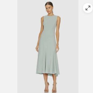 $525 THEORY Curve Seam Dress Silver Mint Green Admiral Crepe NWT size 0
